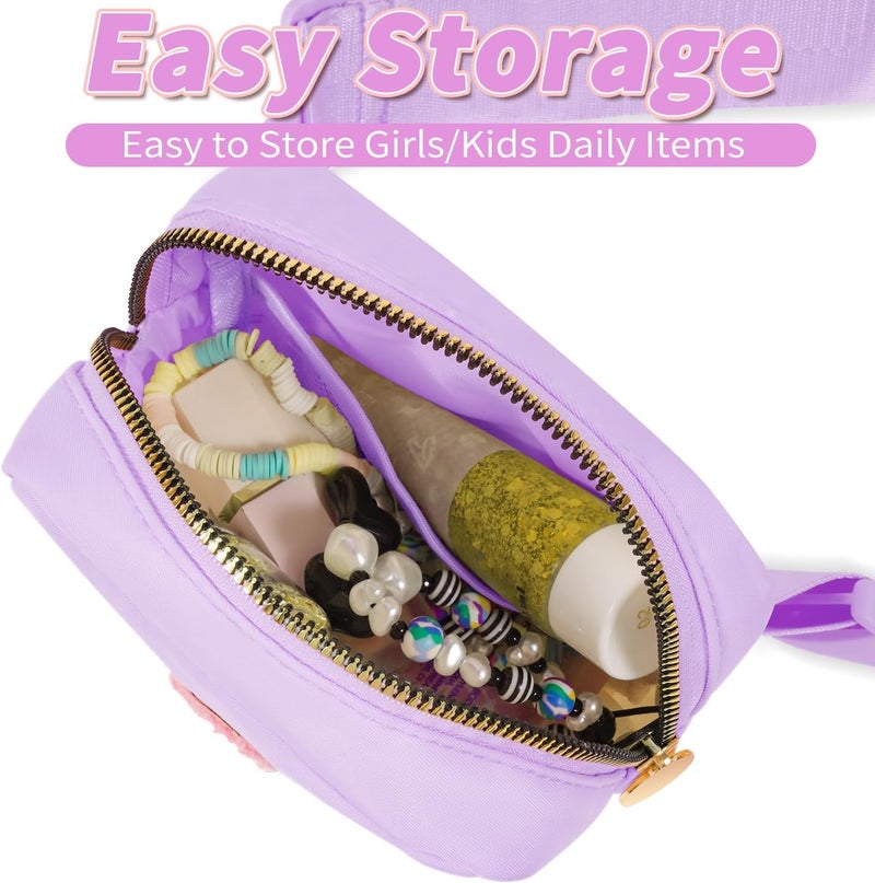 Uygafly Christmas Birthday Gifts for 2 3 4 5 6 7 8 9 10 11 Year Old Girls - Mini Fanny Pack Cute Crossbody Bag Belt Bag Trendy Stuff,Gifts for Girls Teens Kids Daughter Sister Her - Lavender,A - Image 2